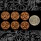 Antiqued Copper Plated Brass Star in Circle Two Hole Connectors Set of Six - C-2C87